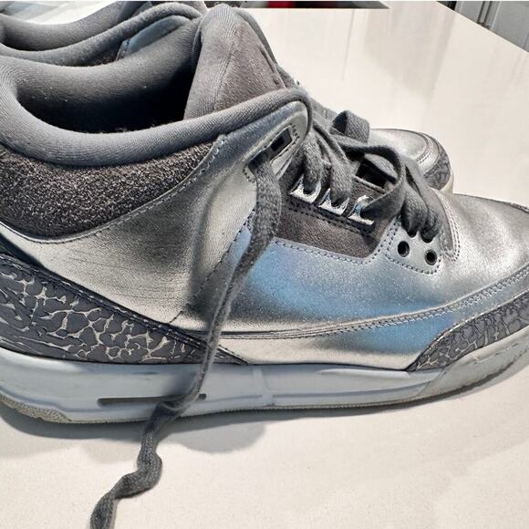 Nike Air Jordan 3 Youth Size Retro Premium HC GG Chrome Tin Man Cool Grey - Picture 4 of 7